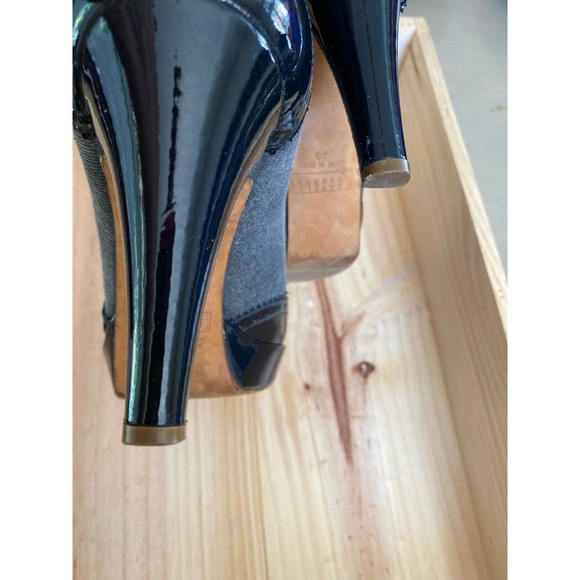 Fratelli Rosetti Grey & Black Patent Spectator Peep Toe Heels Size 40 - Picture 4 of 9